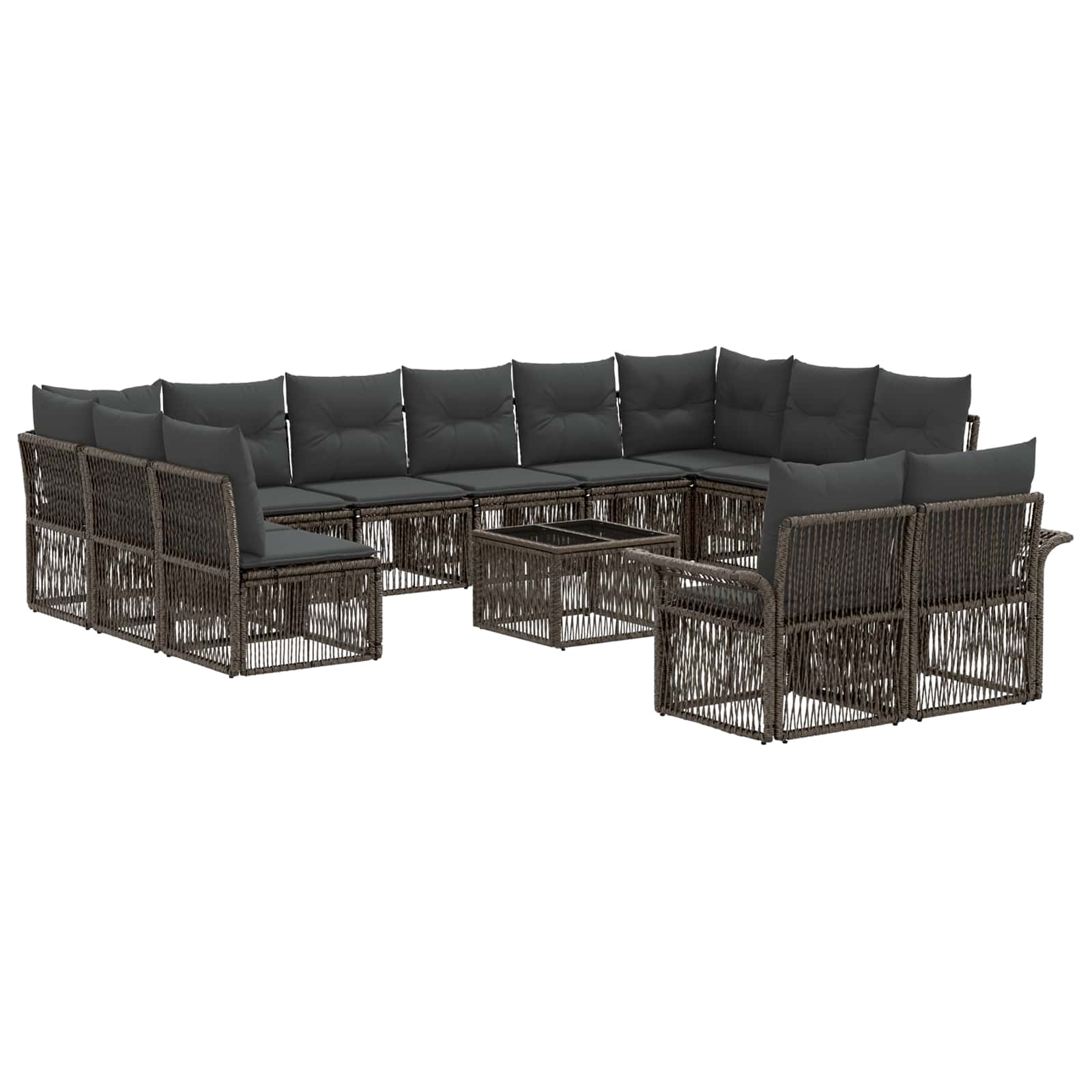 vidaXL Tuinbankenset 13 pcs Zwart poly rattan