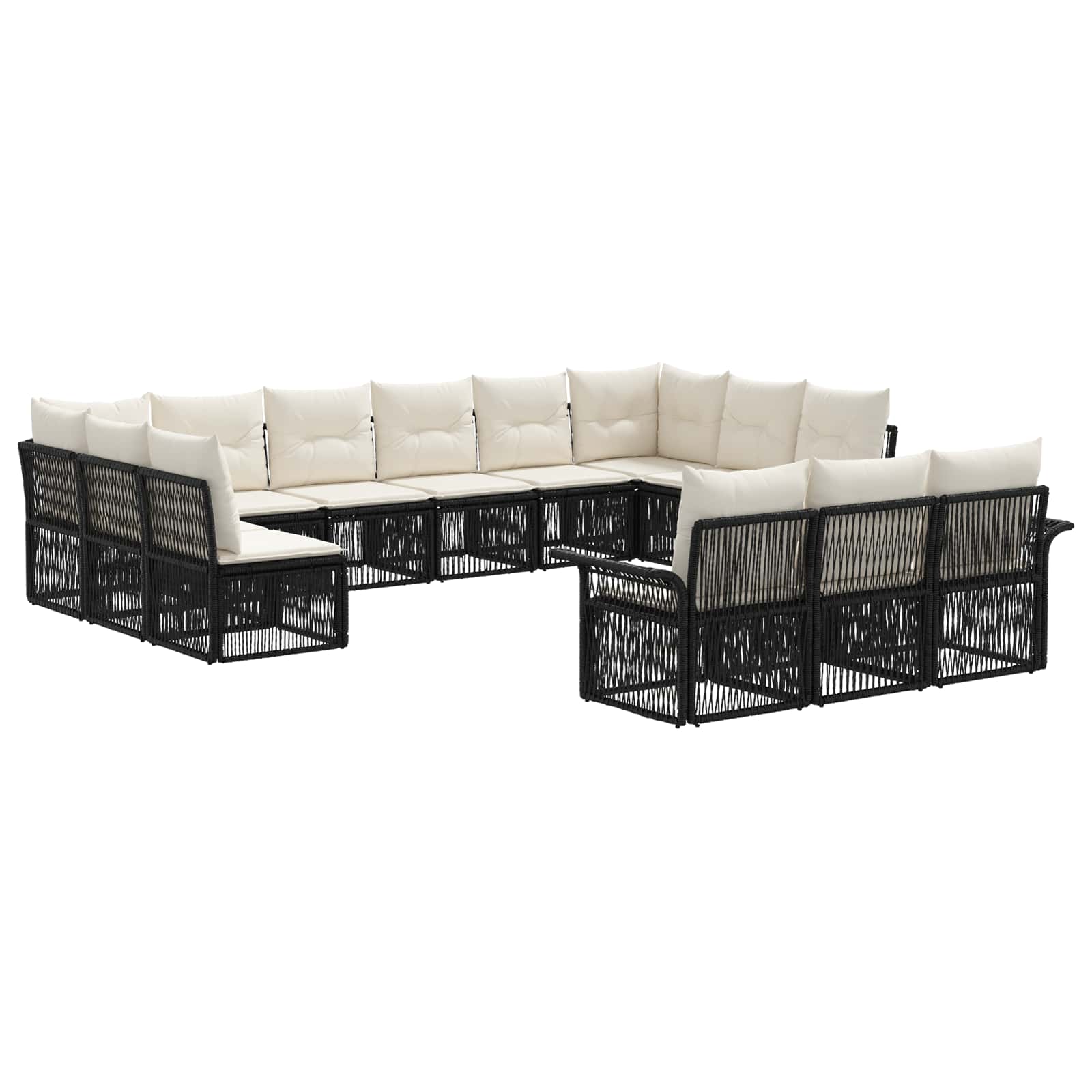 vidaXL Tuinbankenset 14 pcs Zwart poly rattan