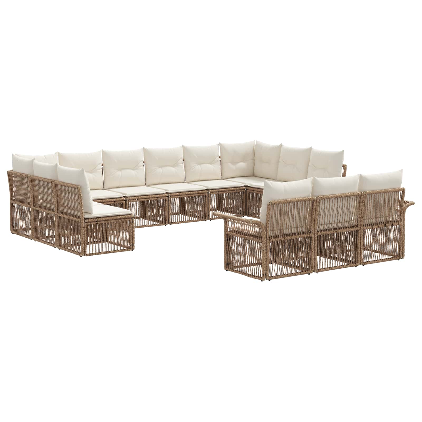 vidaXL Tuinbankenset 14 pcs Zwart poly rattan