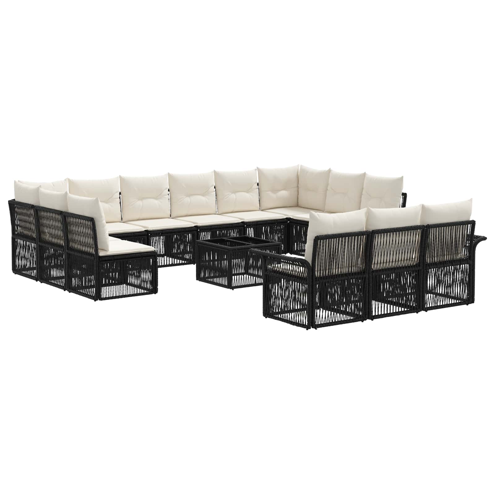 vidaXL Tuinbankenset 14 pcs Zwart poly rattan