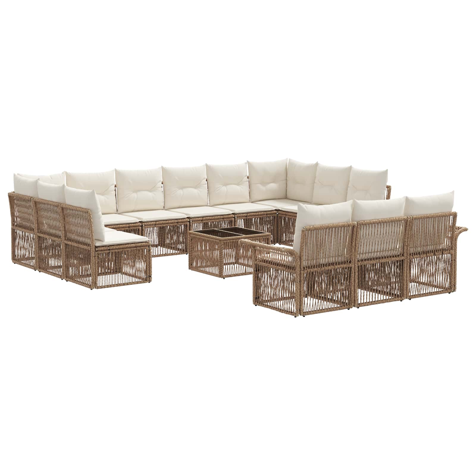 vidaXL Tuinbankenset 14 pcs Zwart poly rattan