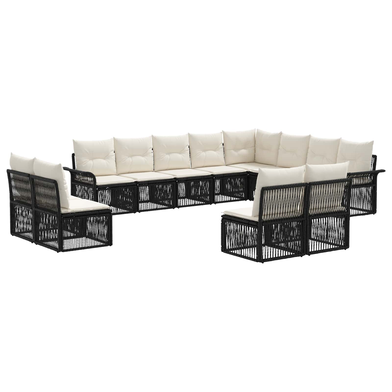 vidaXL Tuinbankenset 13 pcs Zwart poly rattan