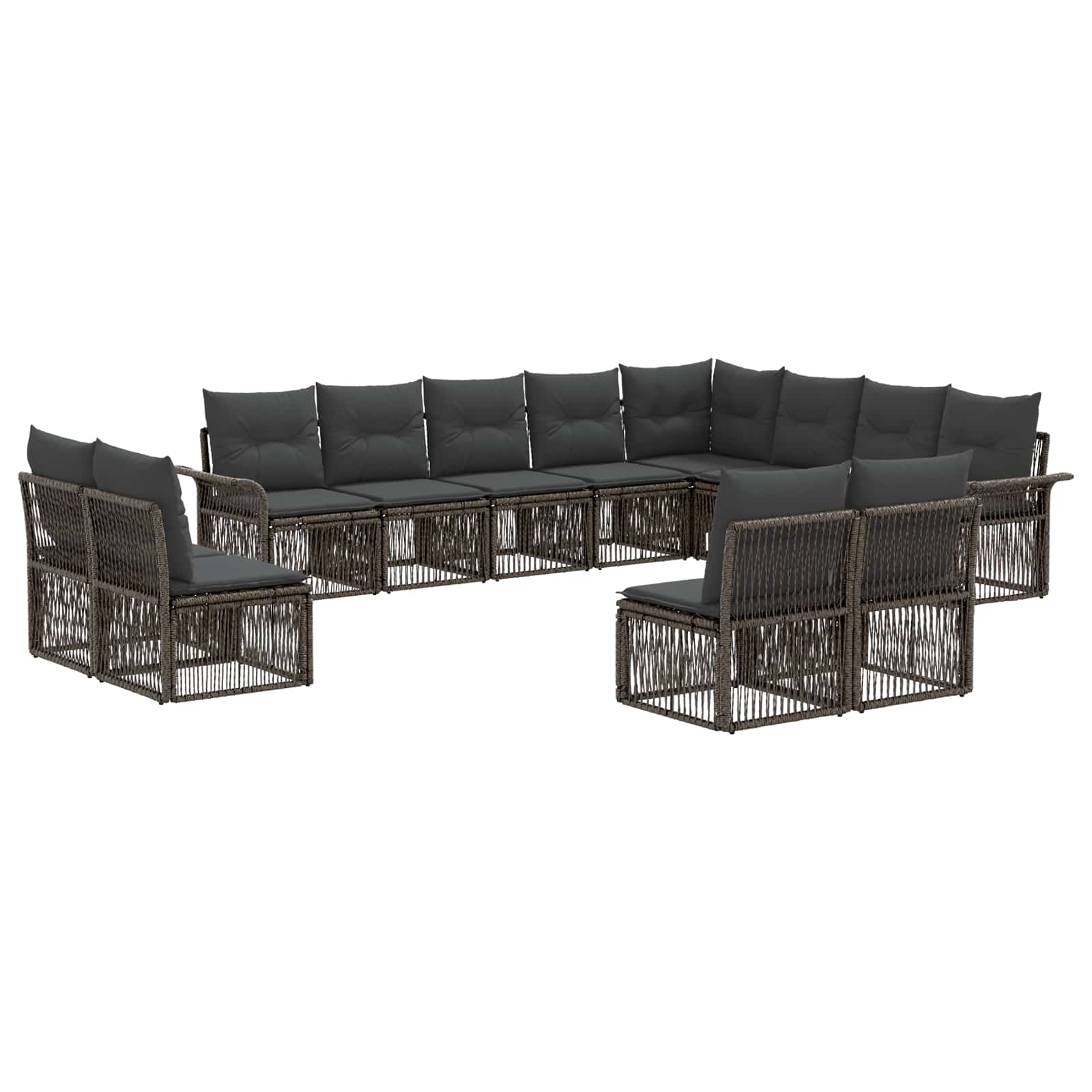 vidaXL Tuinbankenset 13 pcs Zwart poly rattan