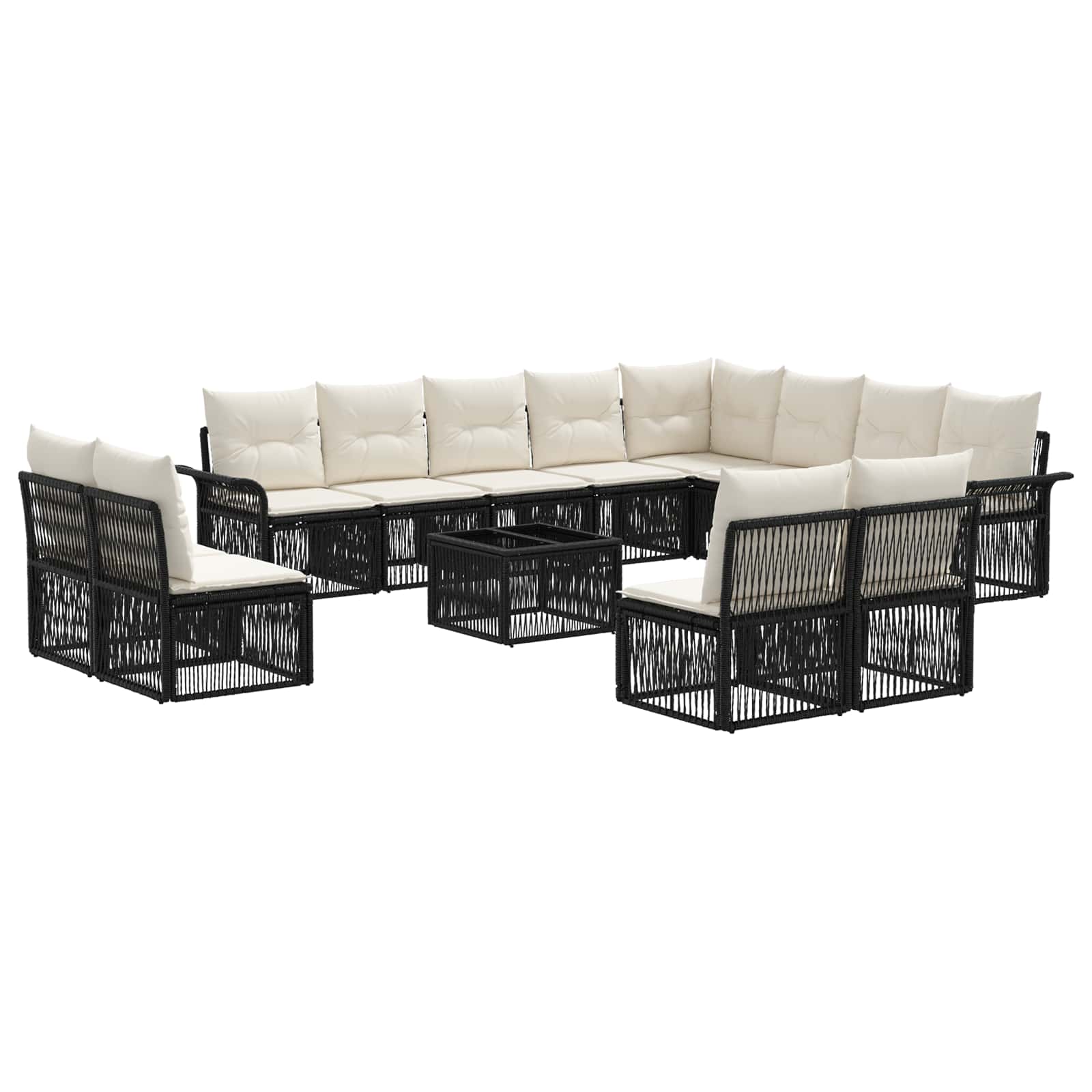 vidaXL Tuinbankenset 13 pcs Zwart poly rattan
