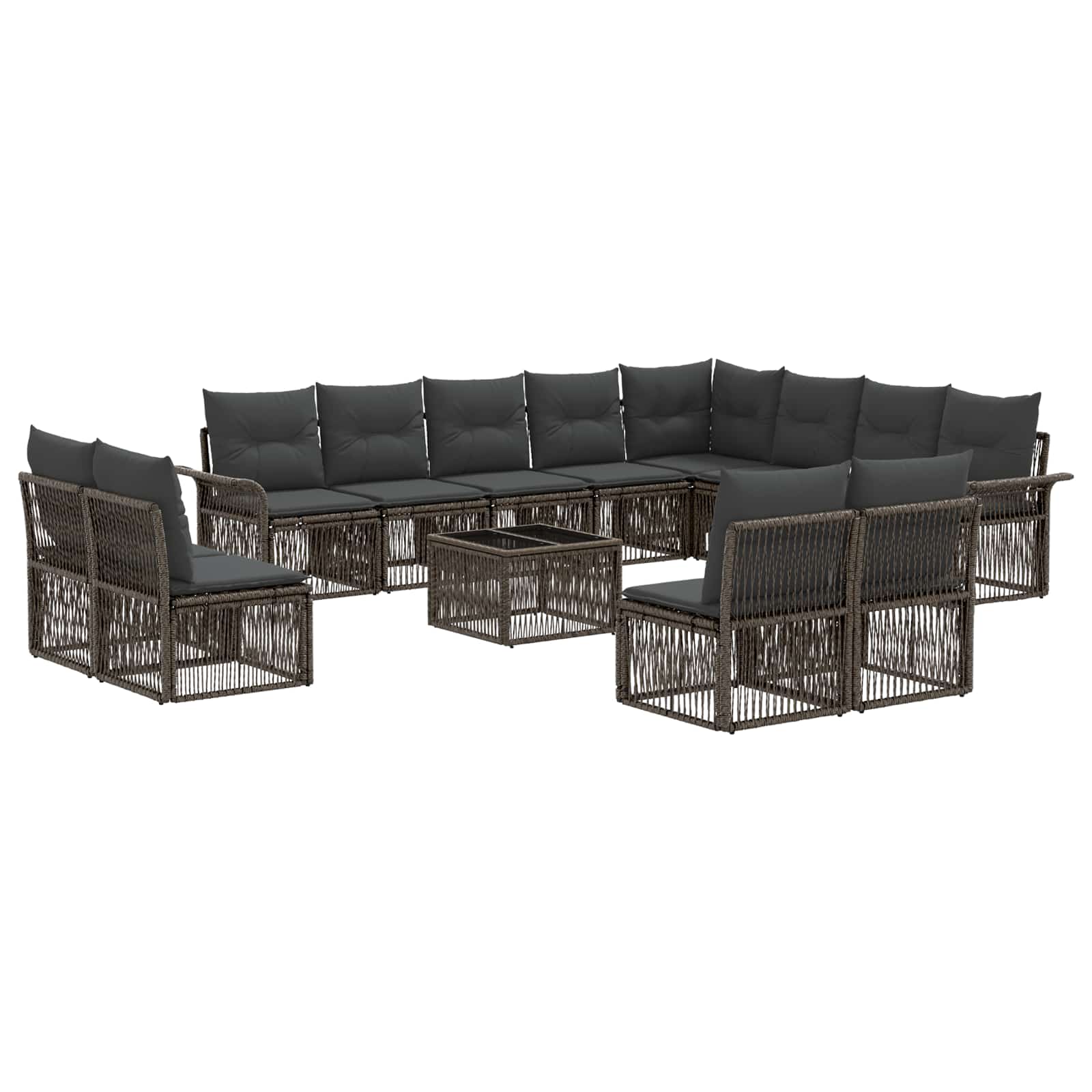 vidaXL Tuinbankenset 13 pcs Zwart poly rattan