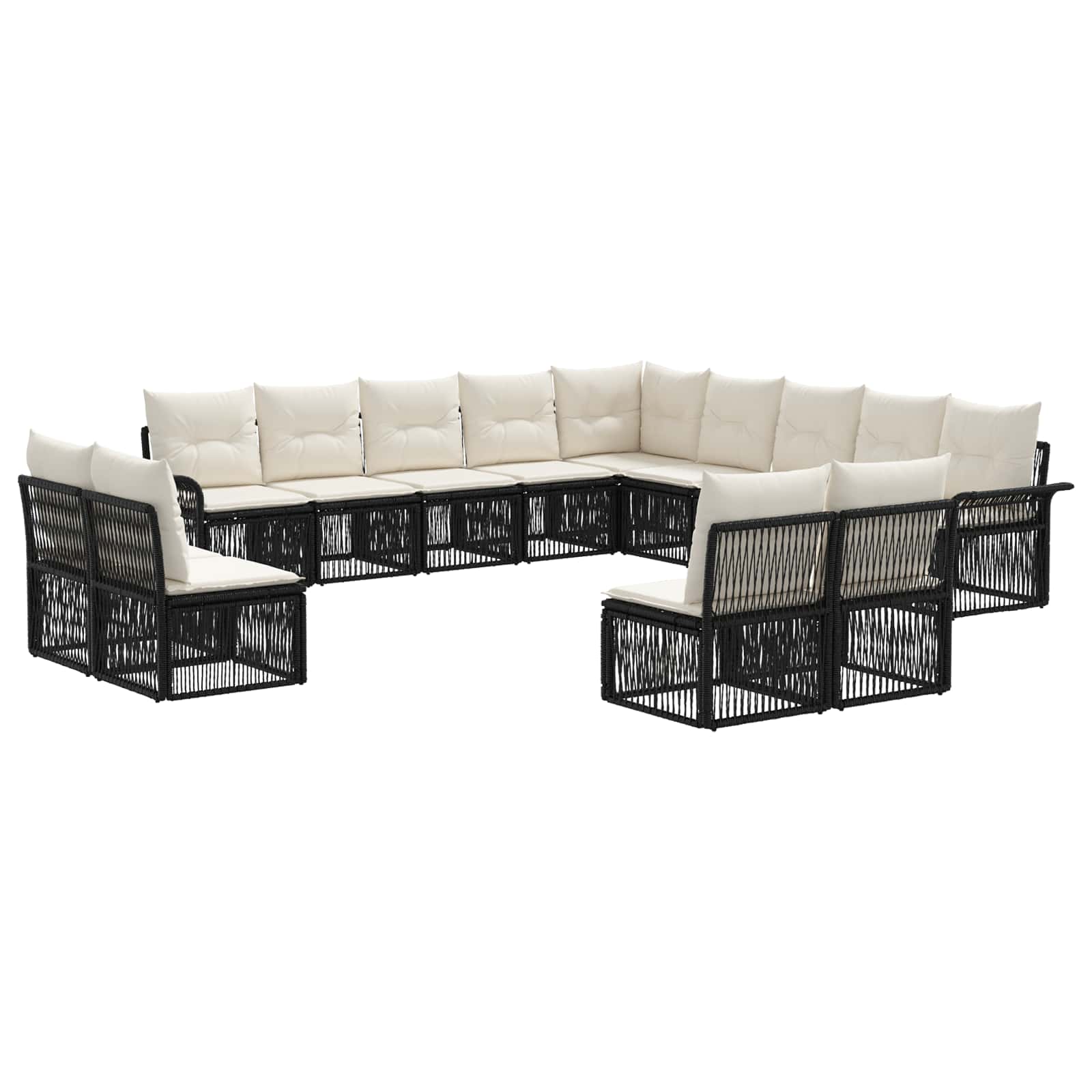 vidaXL Tuinbankenset 14 pcs Zwart poly rattan