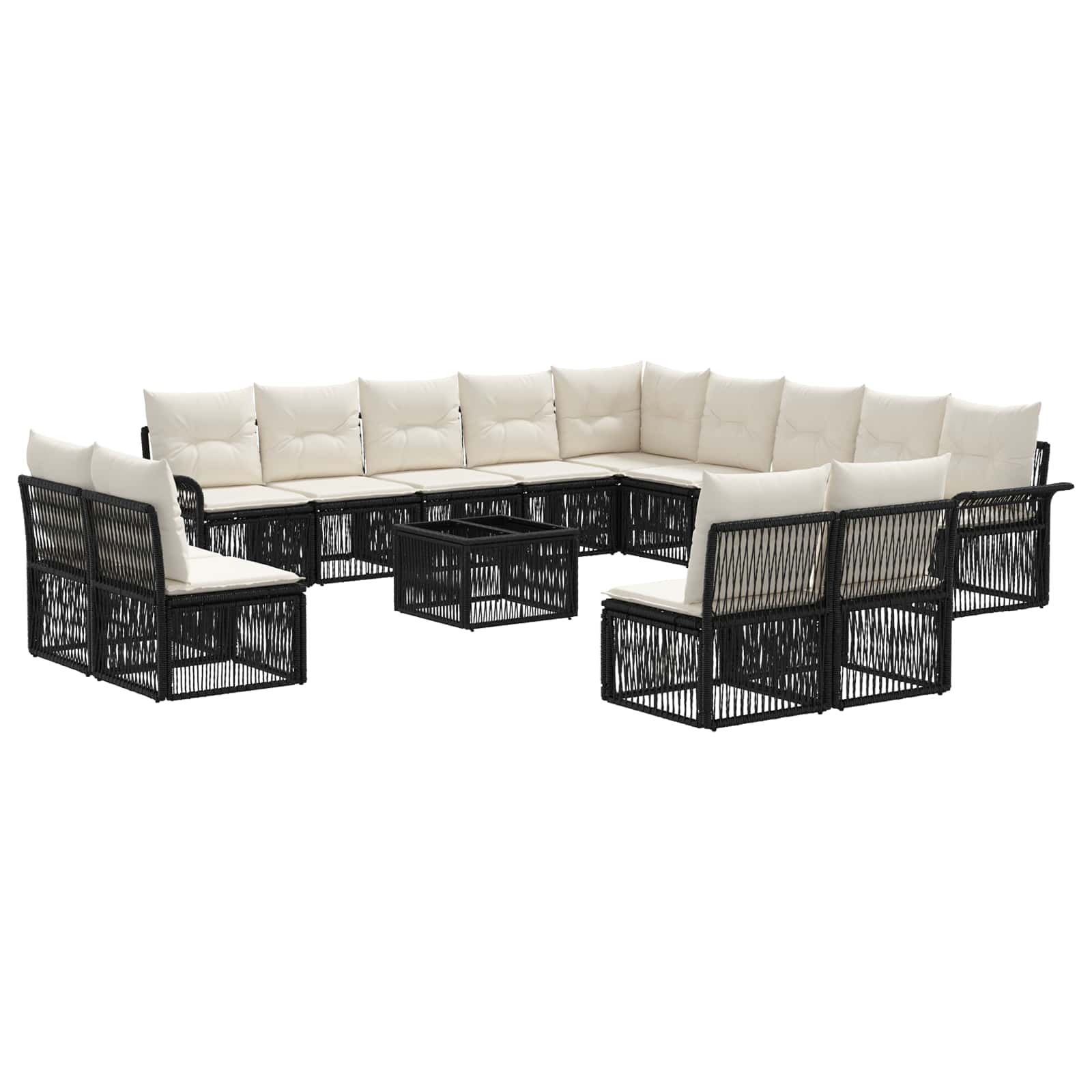vidaXL Tuinbankenset 14 pcs Zwart poly rattan