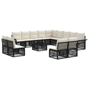 vidaXL Tuinbankenset 14 pcs Zwart poly rattan