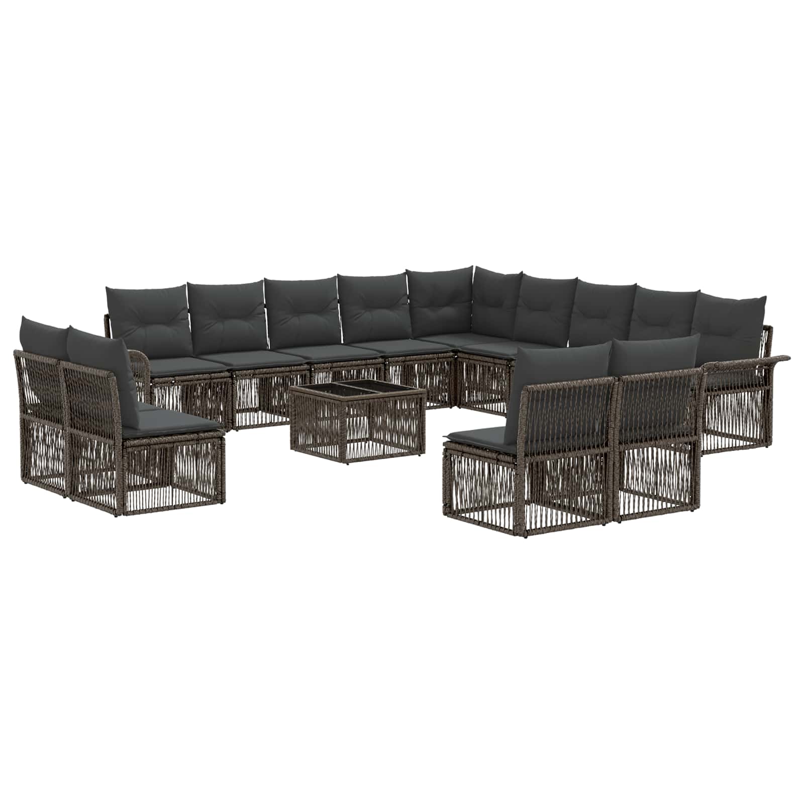 vidaXL Tuinbankenset 14 pcs Zwart poly rattan