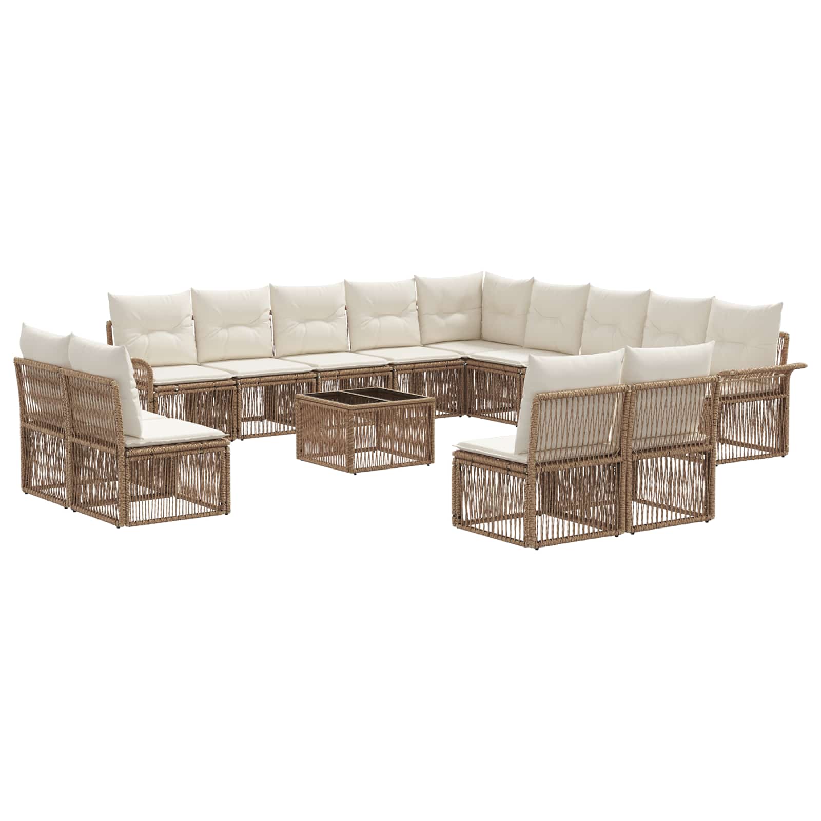 vidaXL Tuinbankenset 14 pcs Zwart poly rattan