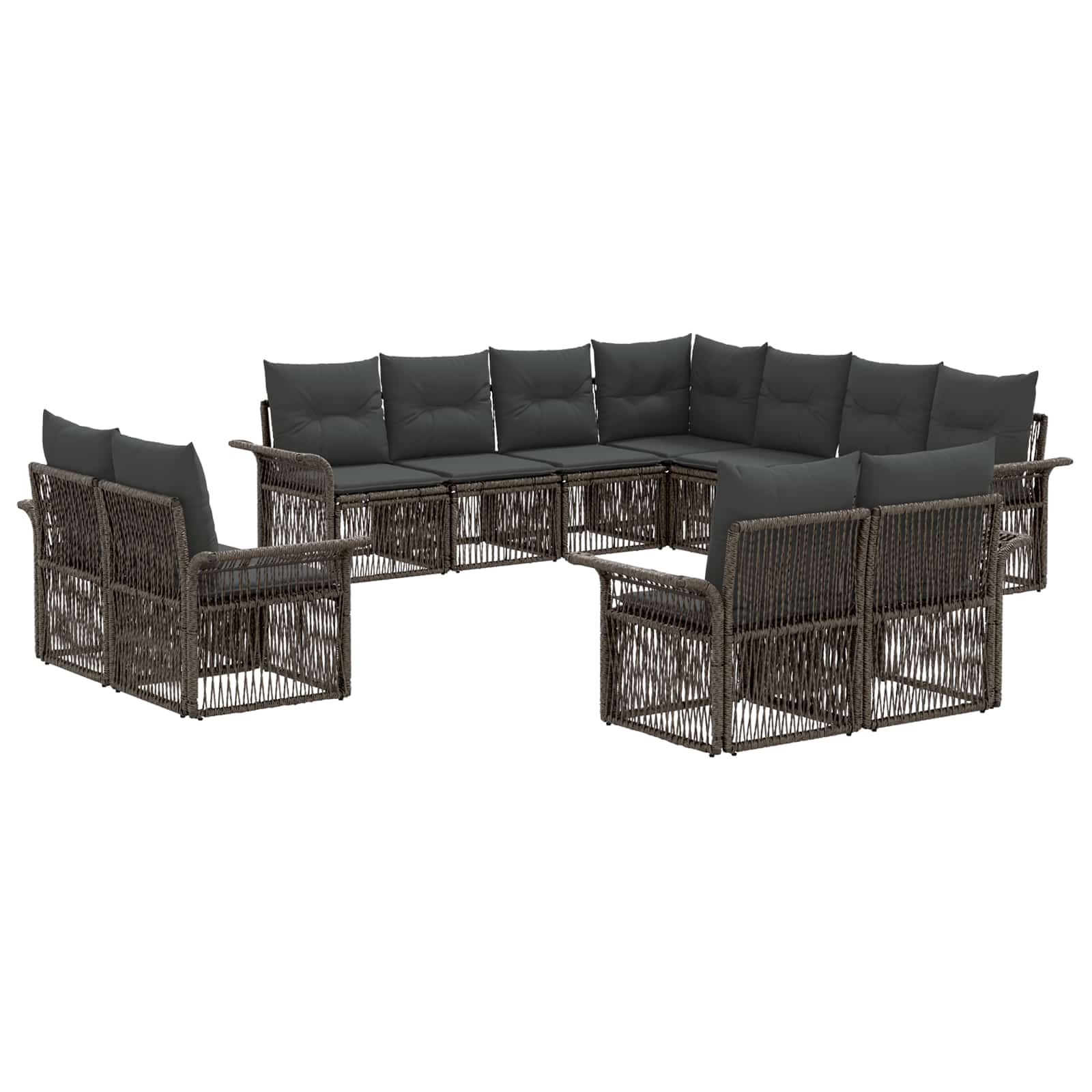 vidaXL Tuinbankenset 12 pcs Zwart en Cream Wit poly rattan