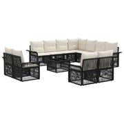 vidaXL Tuinbankenset 12 pcs Zwart en Cream Wit poly rattan