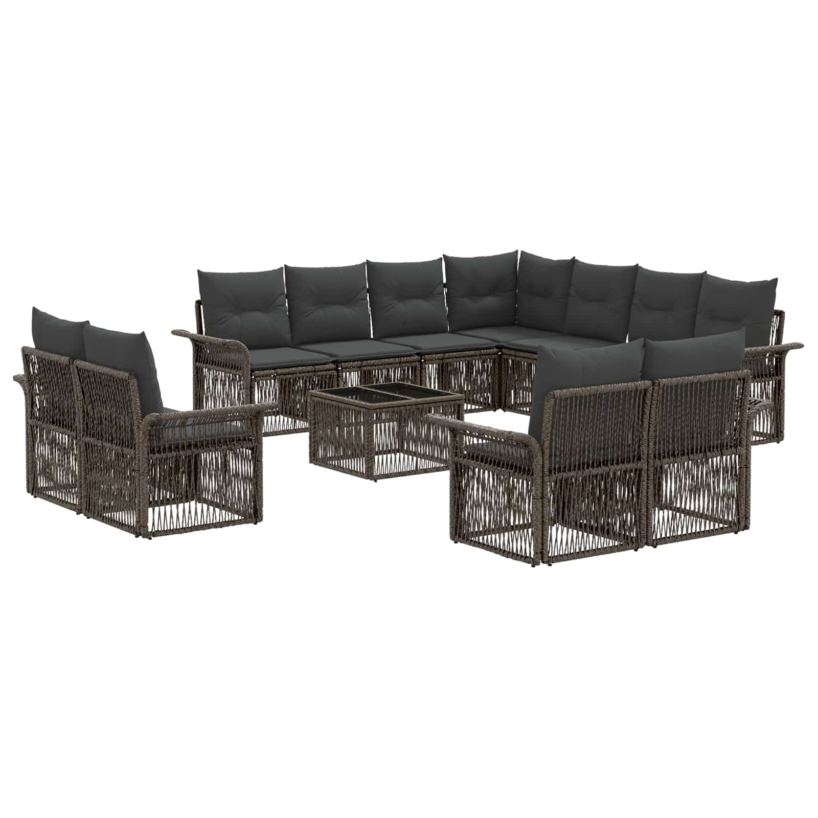 vidaXL Tuinbankenset 12 pcs Zwart en Cream Wit poly rattan