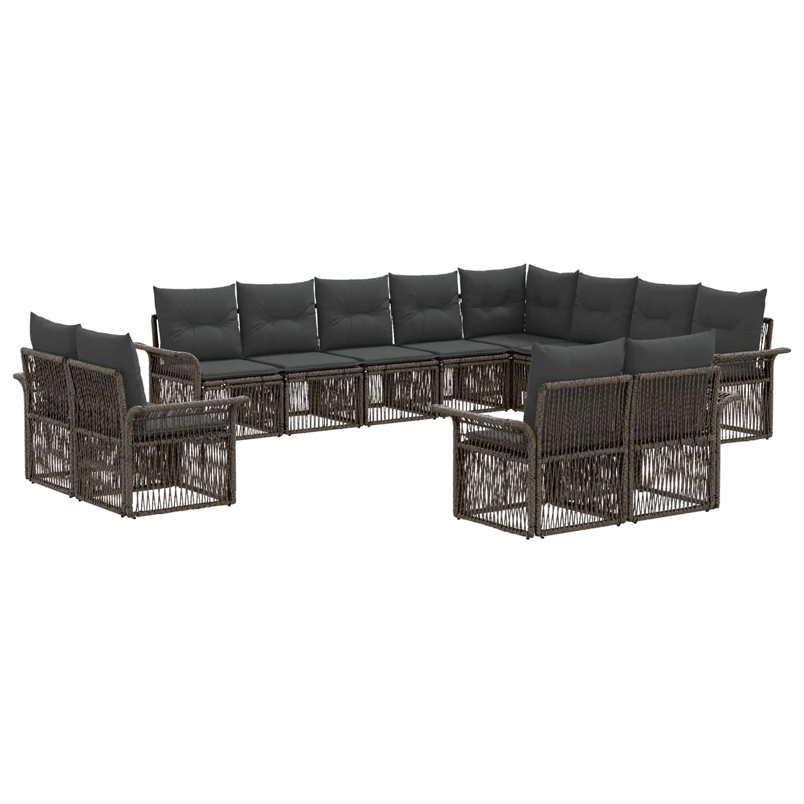 vidaXL Tuinbankenset 13 pcs Zwart en Cream Wit poly rattan