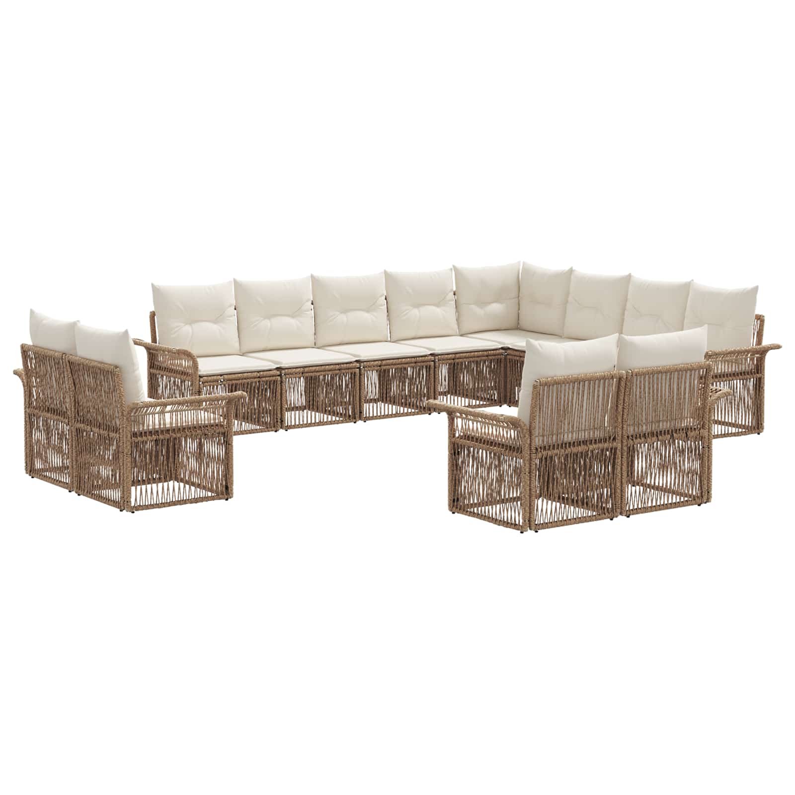 vidaXL Tuinbankenset 13 pcs Zwart en Cream Wit poly rattan