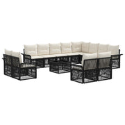 vidaXL Tuinbankenset 13 pcs Zwart en Cream Wit poly rattan