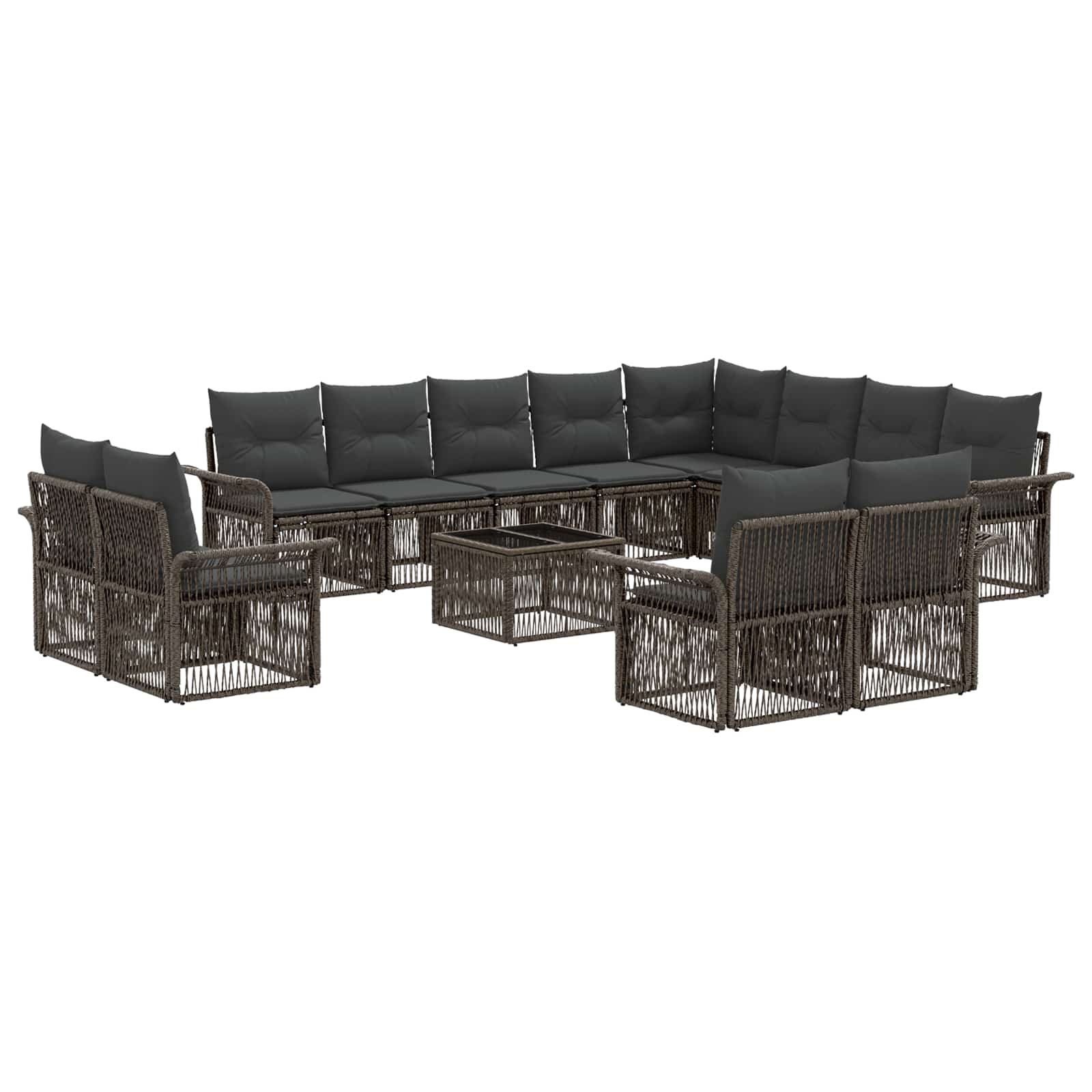 vidaXL Tuinbankenset 13 pcs Zwart en Cream Wit poly rattan