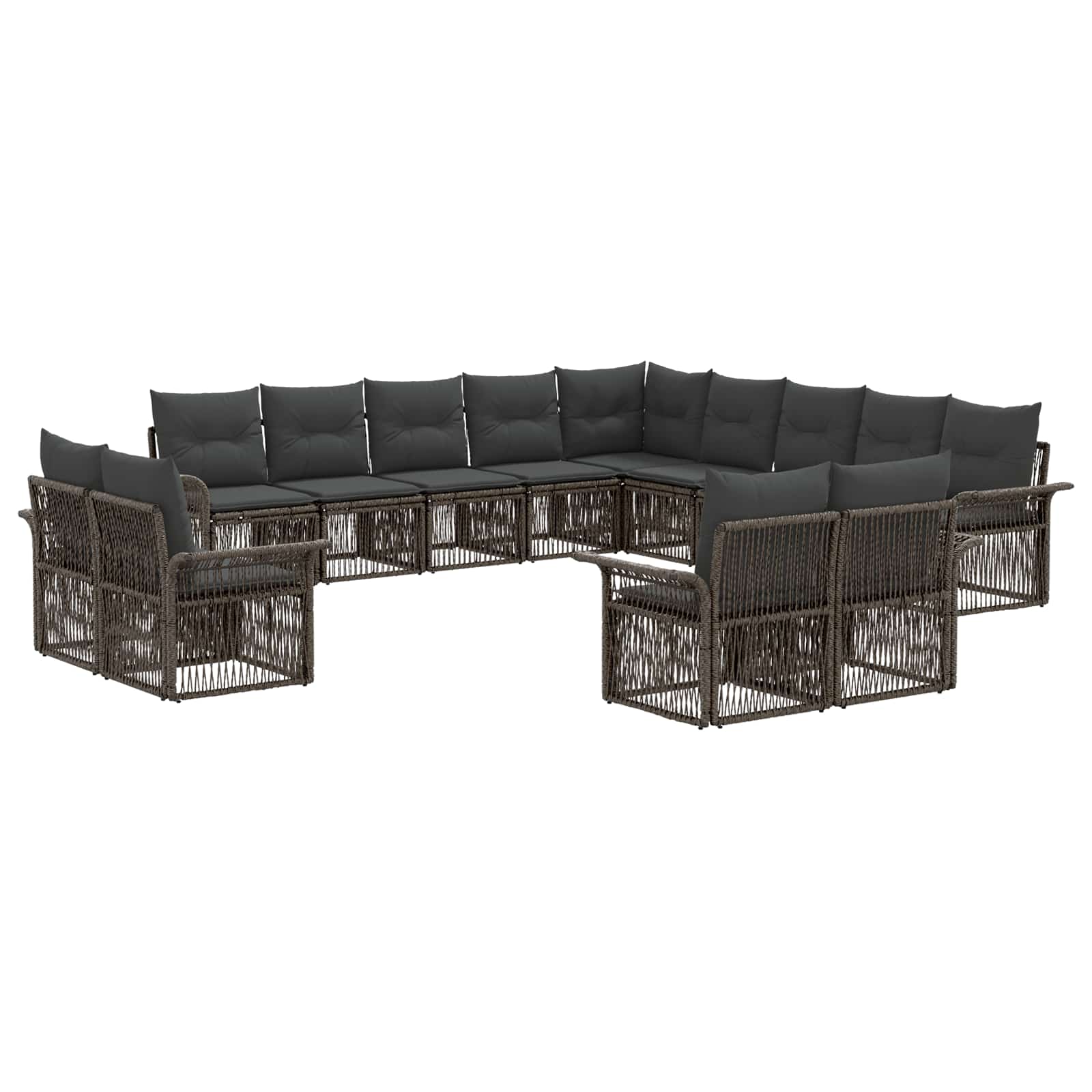 vidaXL Tuinbankenset 14 pcs Zwart en Cream Wit poly rattan