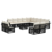 vidaXL Tuinbankenset 14 pcs Zwart en Cream Wit poly rattan