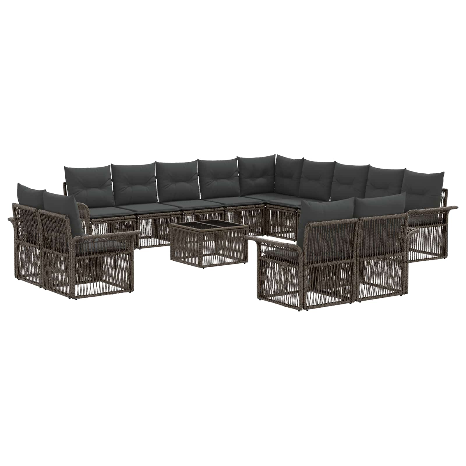 vidaXL Tuinbankenset 14 pcs Zwart en Cream Wit poly rattan