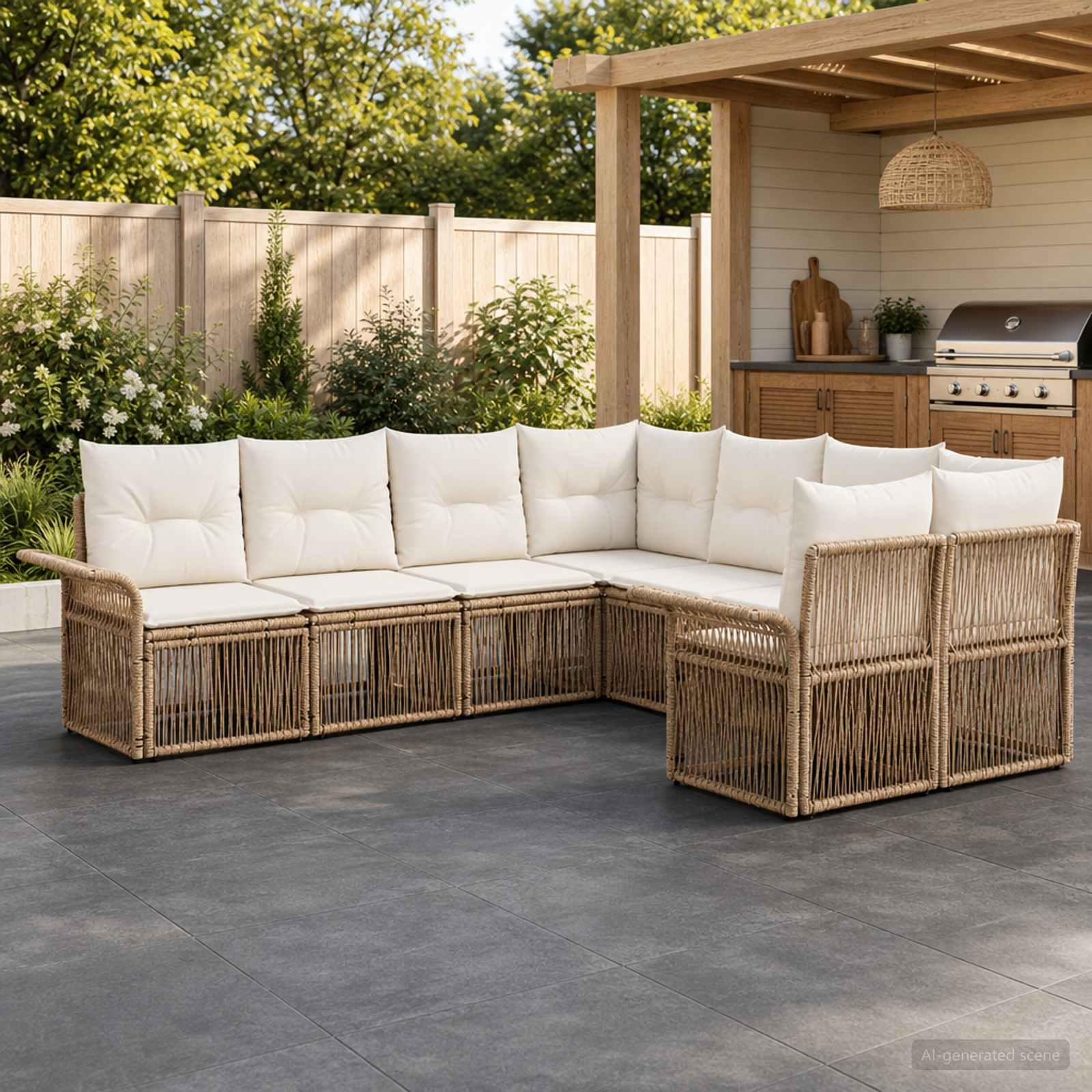 vidaXL Tuinbankenset 8 st 8-Aantal zitplaatsen Zwart en Cream Wit