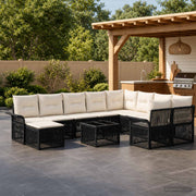 vidaXL Tuinbankenset 11 st Zwart poly rattan