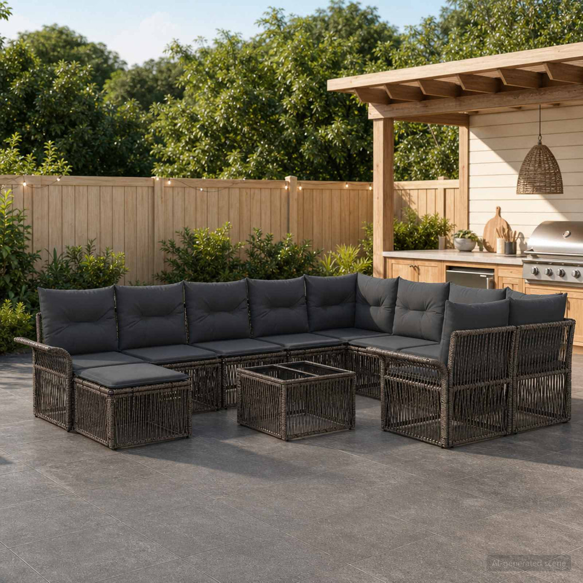 vidaXL Tuinbankenset 11 st Zwart poly rattan