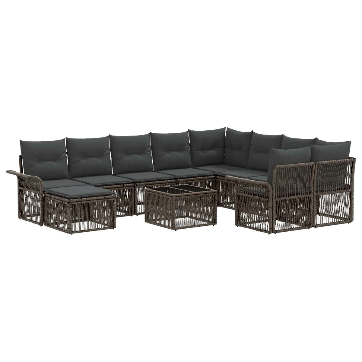 vidaXL Tuinbankenset 11 st Zwart poly rattan
