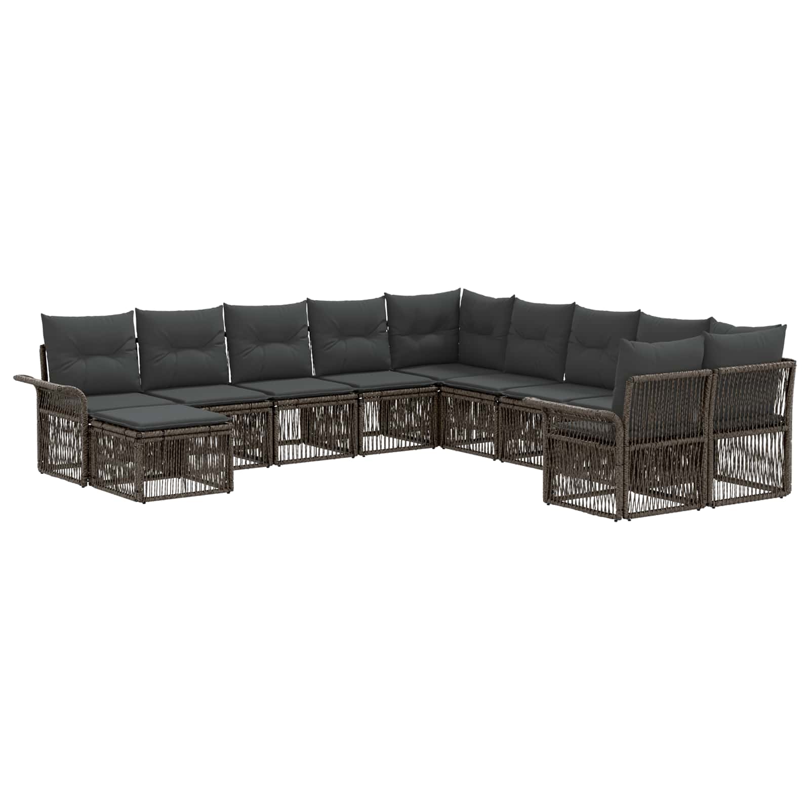 vidaXL Tuinbankenset 12 pcs Zwart en Cream Wit poly rattan