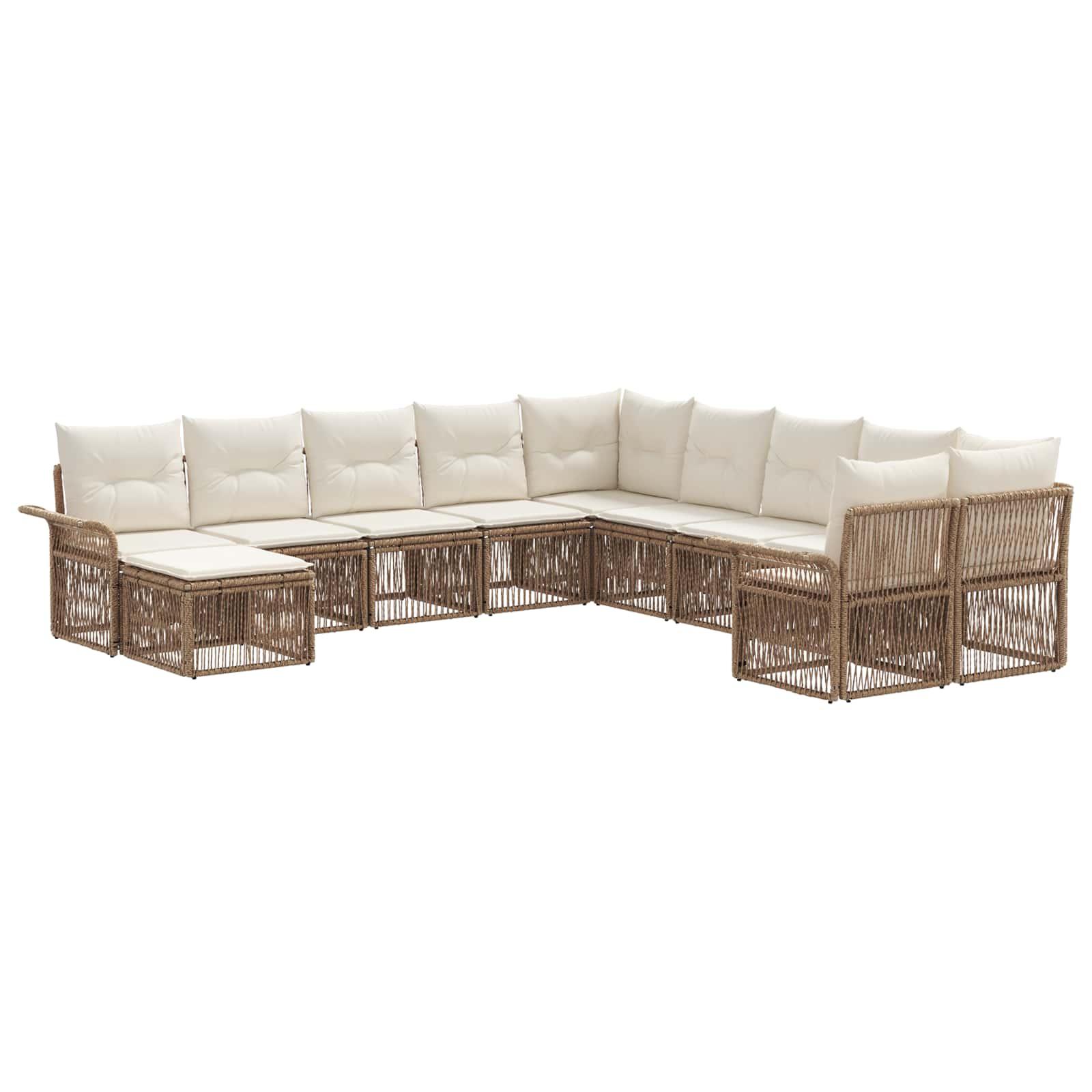 vidaXL Tuinbankenset 12 pcs Zwart en Cream Wit poly rattan