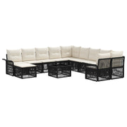 vidaXL Tuinbankenset 12 pcs Zwart en Cream Wit poly rattan
