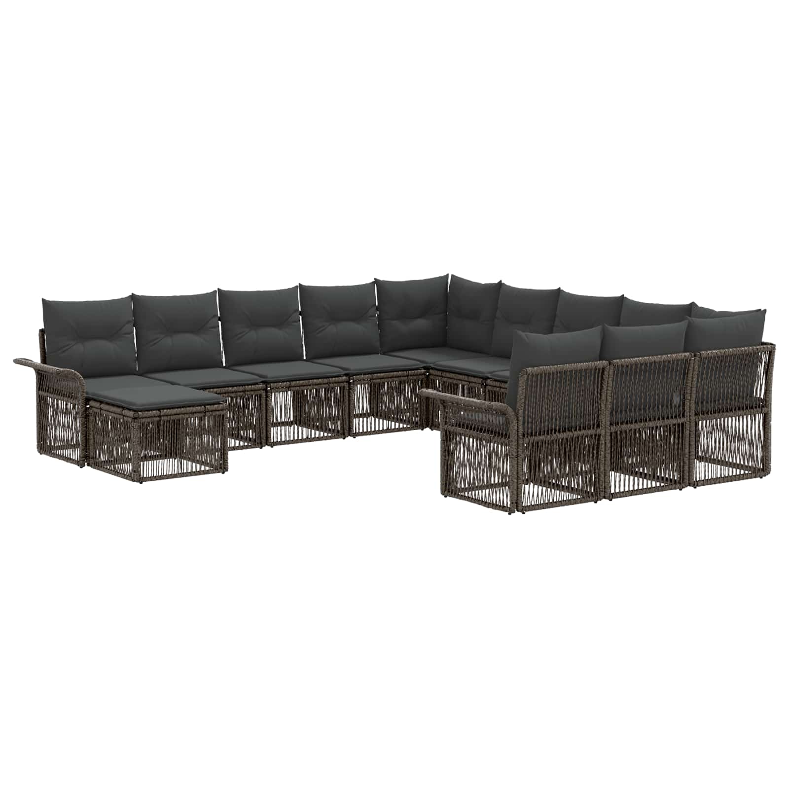vidaXL Tuinbankenset 13 pcs Zwart en Cream Wit poly rattan