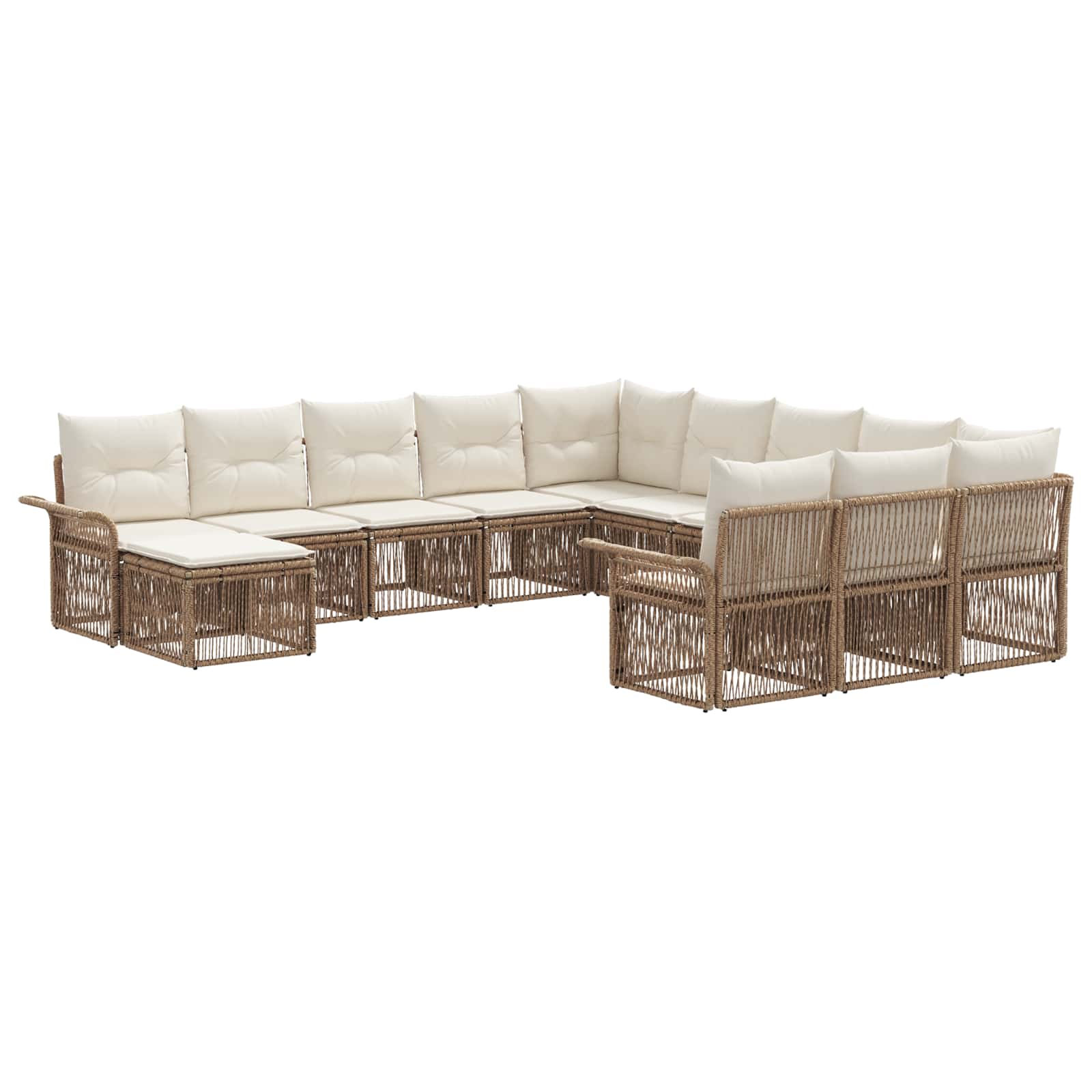 vidaXL Tuinbankenset 13 pcs Zwart en Cream Wit poly rattan