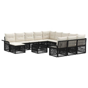 vidaXL Tuinbankenset 13 pcs Zwart en Cream Wit poly rattan