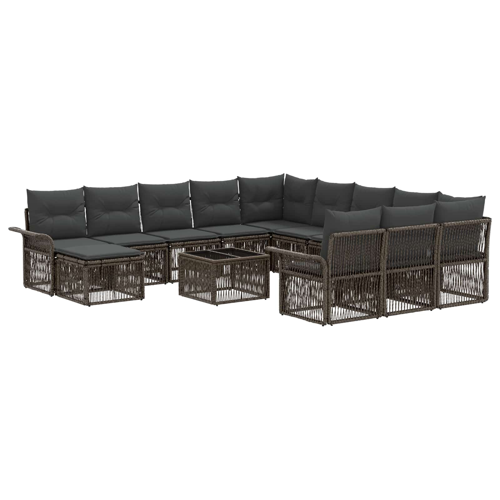 vidaXL Tuinbankenset 13 pcs Zwart en Cream Wit poly rattan
