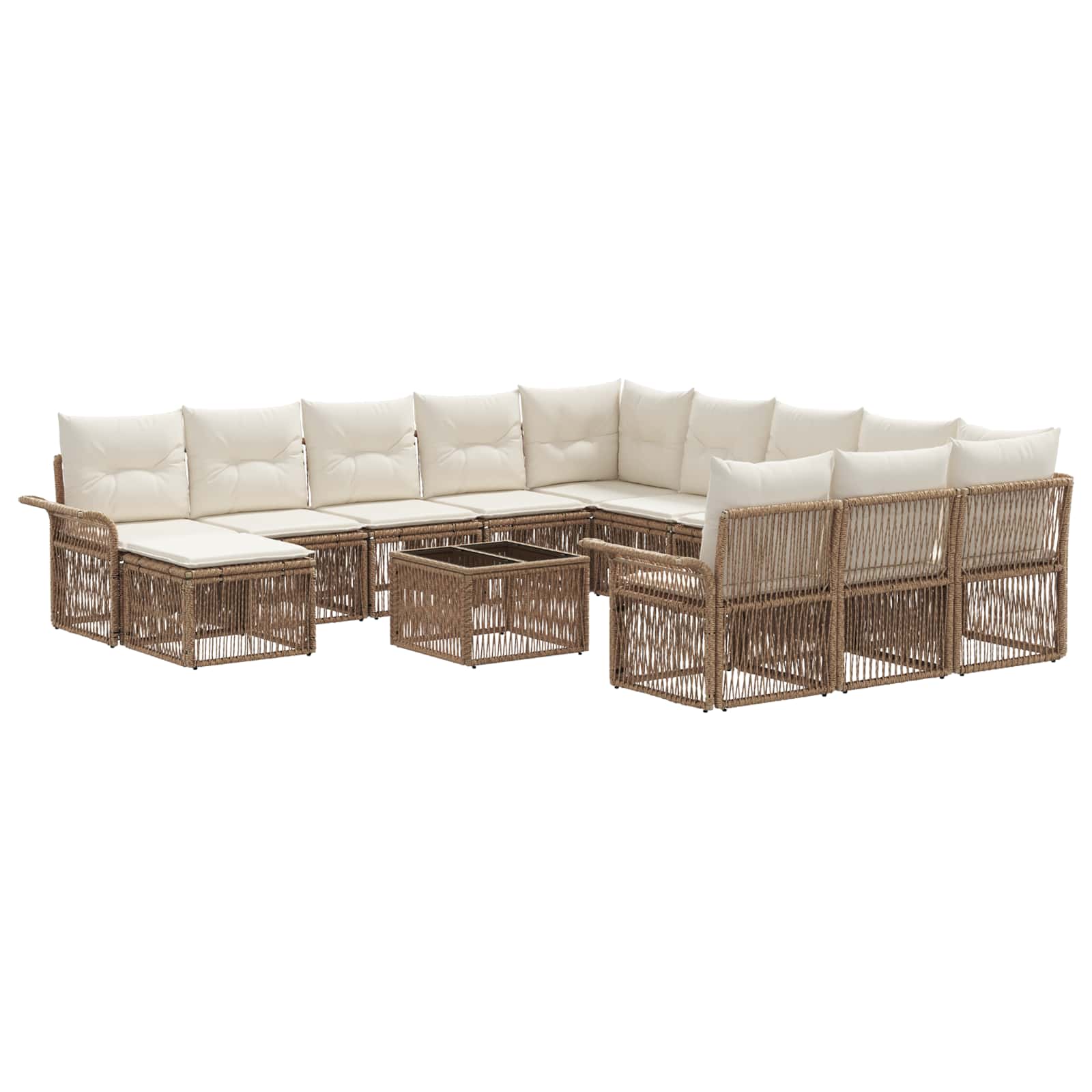 vidaXL Tuinbankenset 13 pcs Zwart en Cream Wit poly rattan