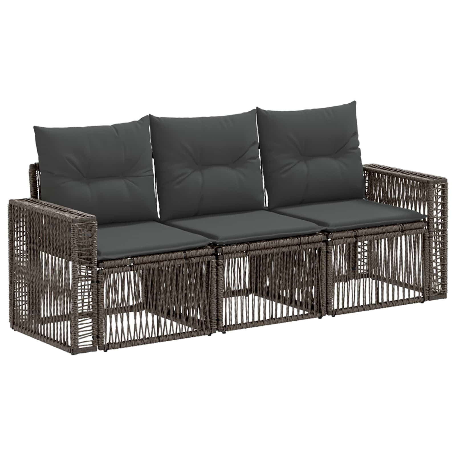 vidaXL Tuinbankenset 4 pcs Zwart en Cream Wit poly rattan