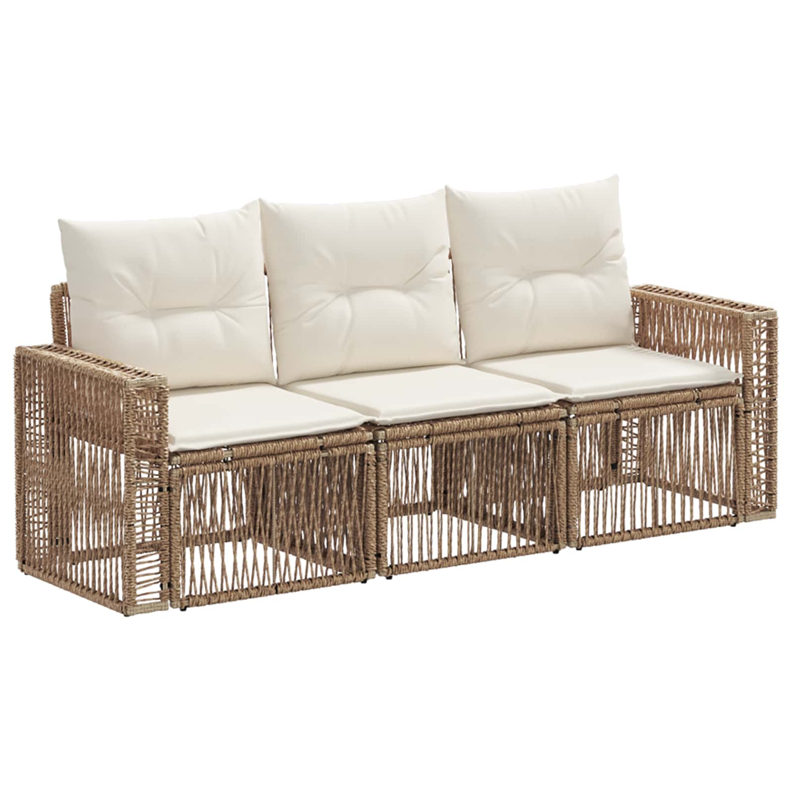 vidaXL Tuinbankenset 4 pcs Zwart en Cream Wit poly rattan