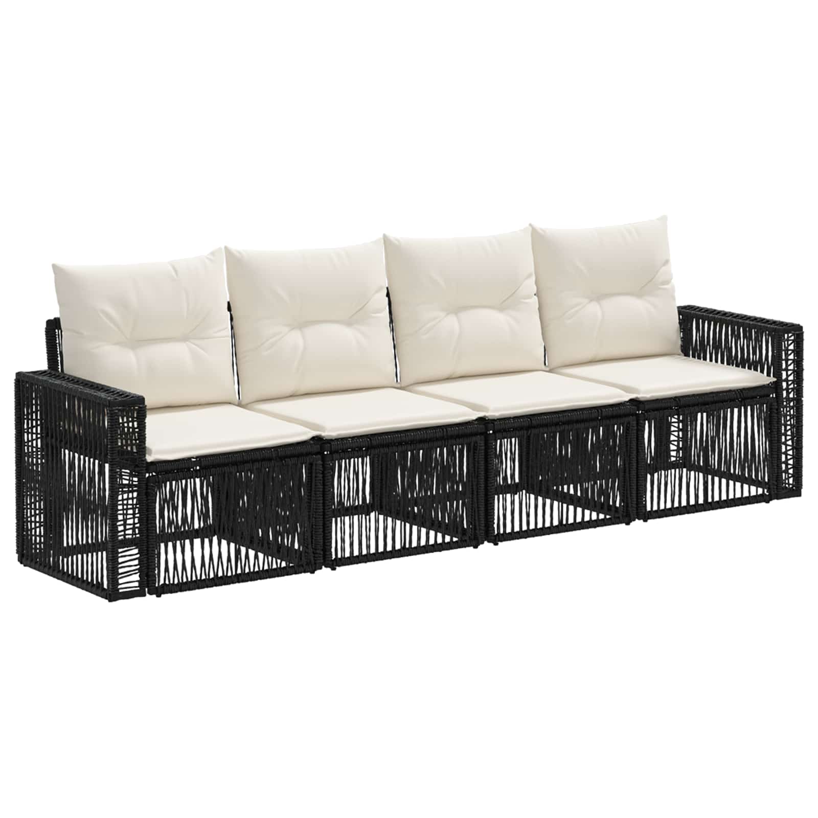 vidaXL Tuinbankenset 5 pcs Zwart en Cream Wit poly rattan