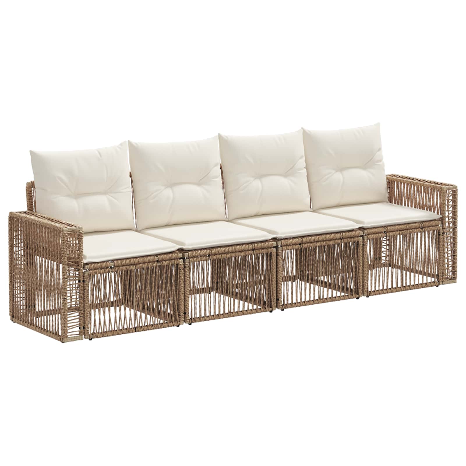 vidaXL Tuinbankenset 5 pcs Zwart en Cream Wit poly rattan