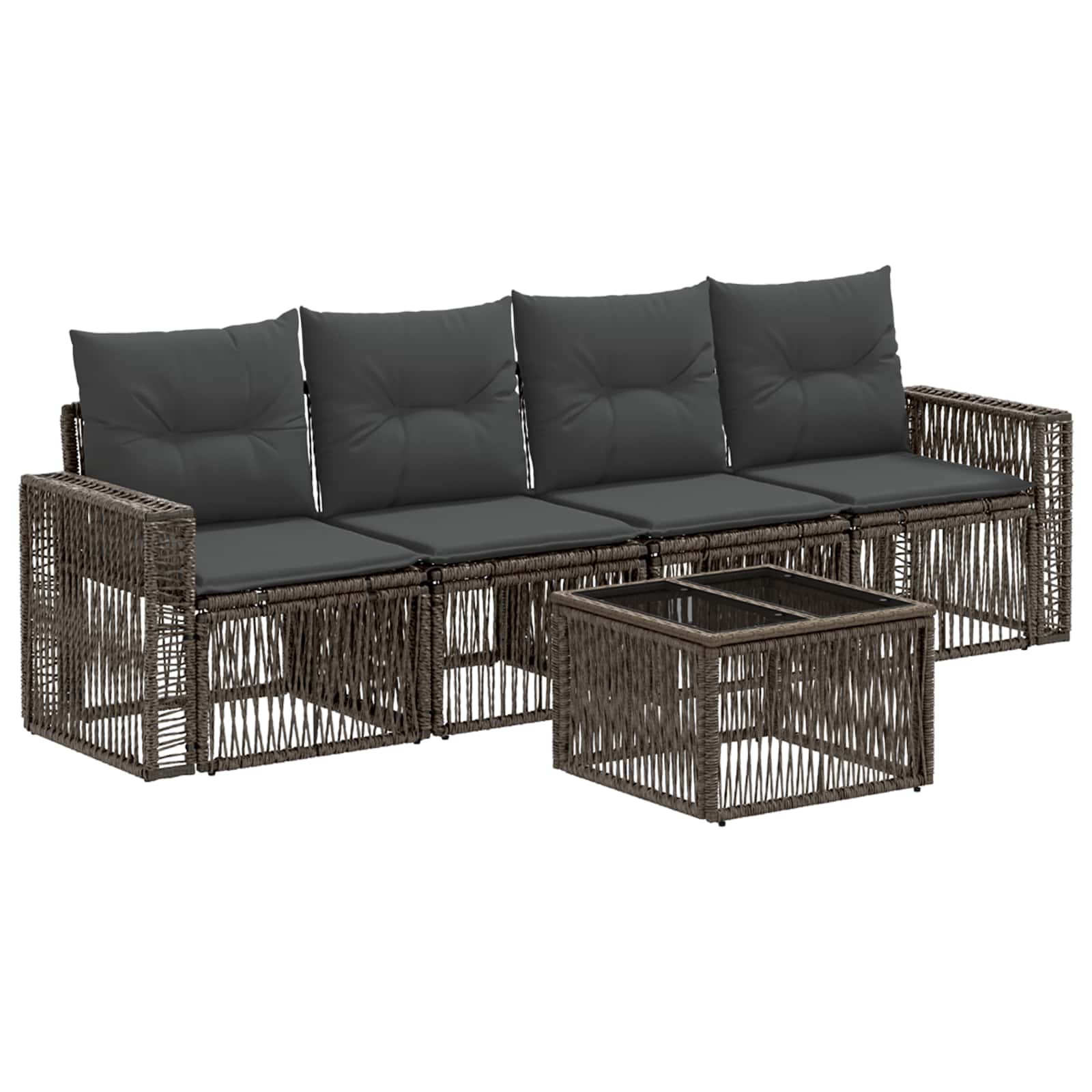 vidaXL Tuinbankenset 5 pcs Zwart en Cream Wit poly rattan