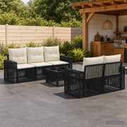 vidaXL Tuinbankenset 6 st Zwart poly rattan