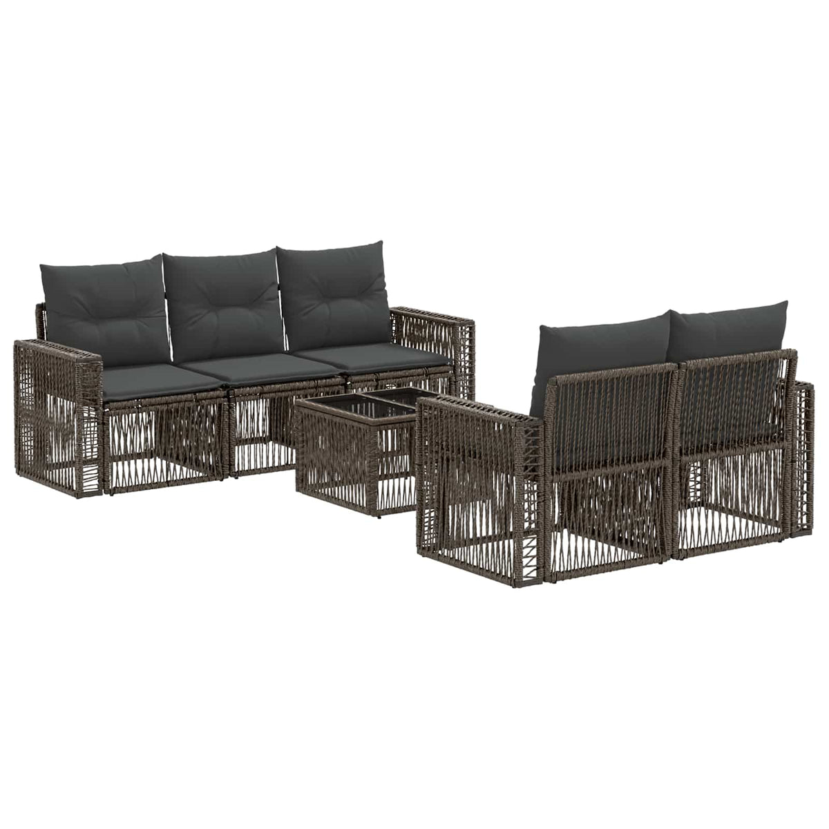 vidaXL Tuinbankenset 6 st Zwart poly rattan