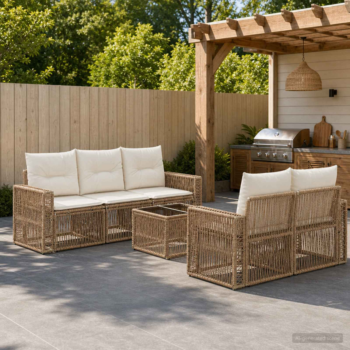 vidaXL Tuinbankenset 6 st Zwart poly rattan