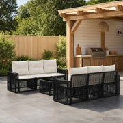 vidaXL Tuinbankenset 7 st Zwart poly rattan