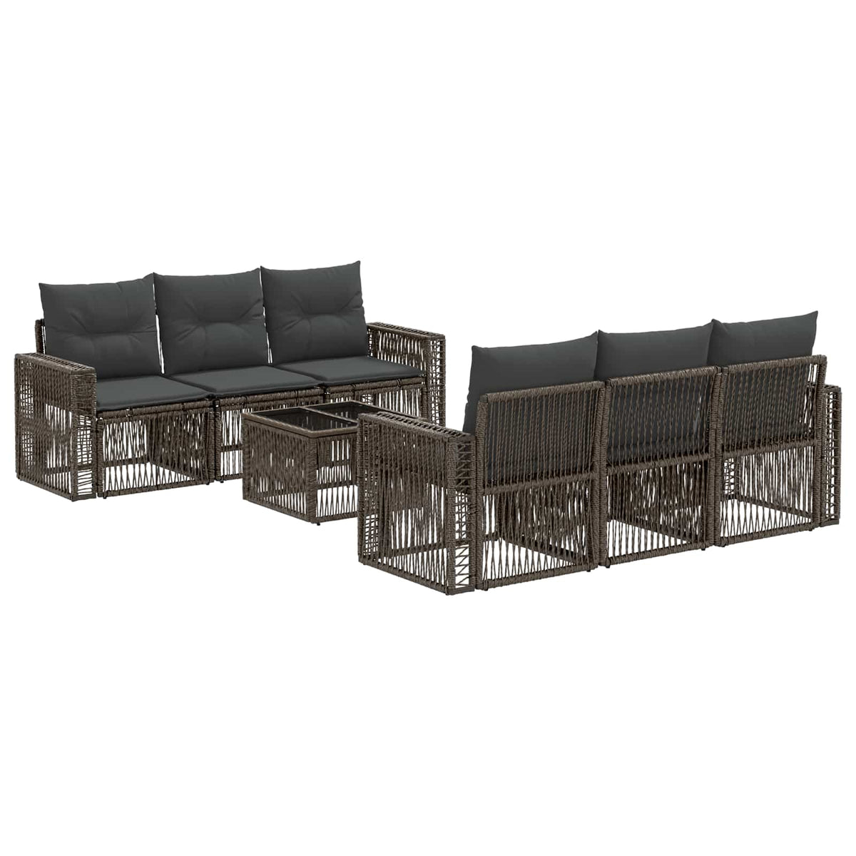vidaXL Tuinbankenset 7 st Zwart poly rattan
