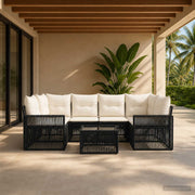 vidaXL Tuinbankenset 7 st Zwart poly rattan