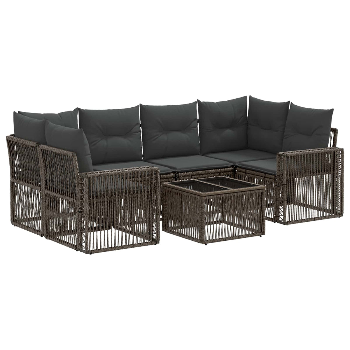 vidaXL Tuinbankenset 7 st Zwart poly rattan
