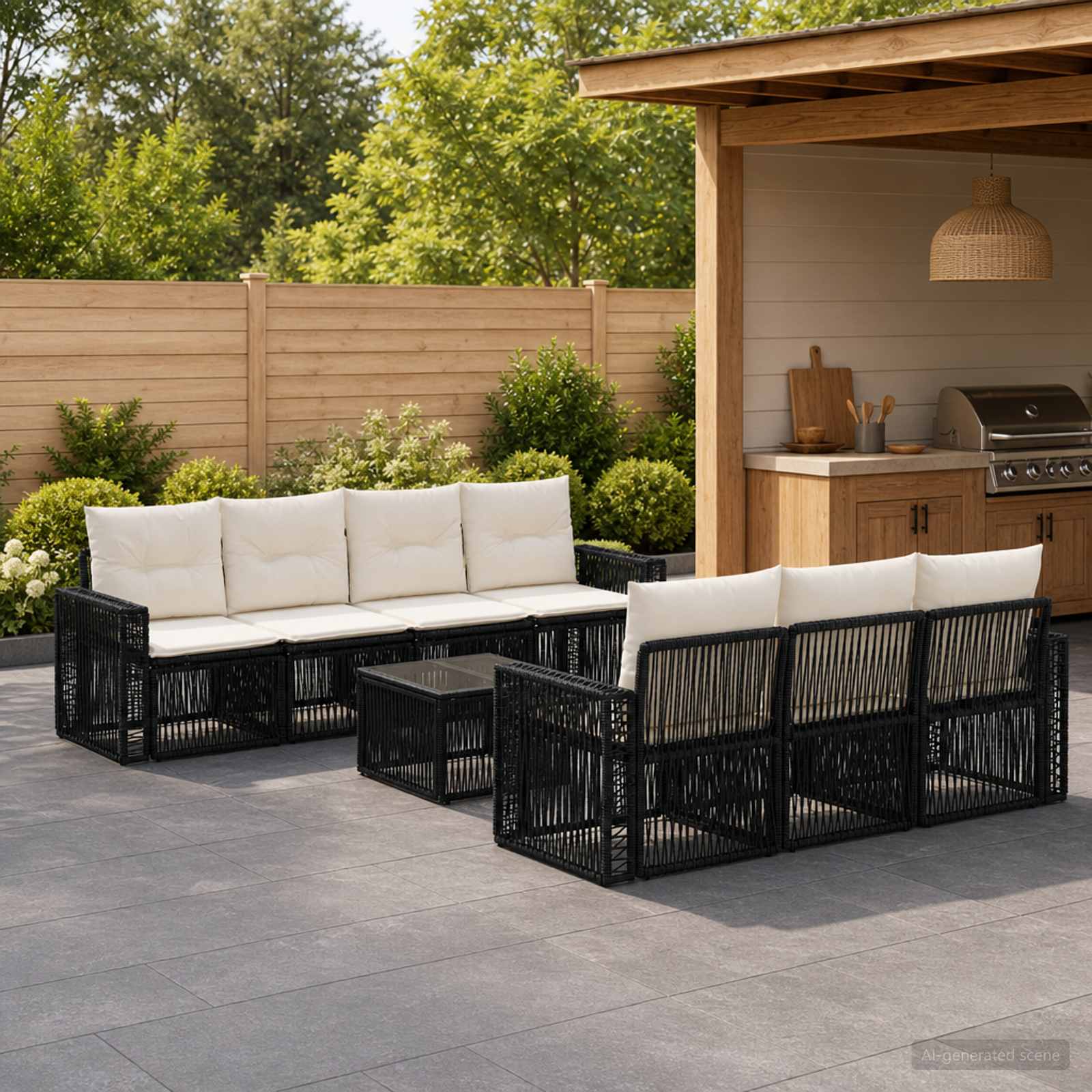 vidaXL Tuinbankenset 8 st Zwart poly rattan