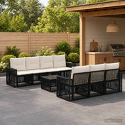 vidaXL Tuinbankenset 8 st Zwart poly rattan